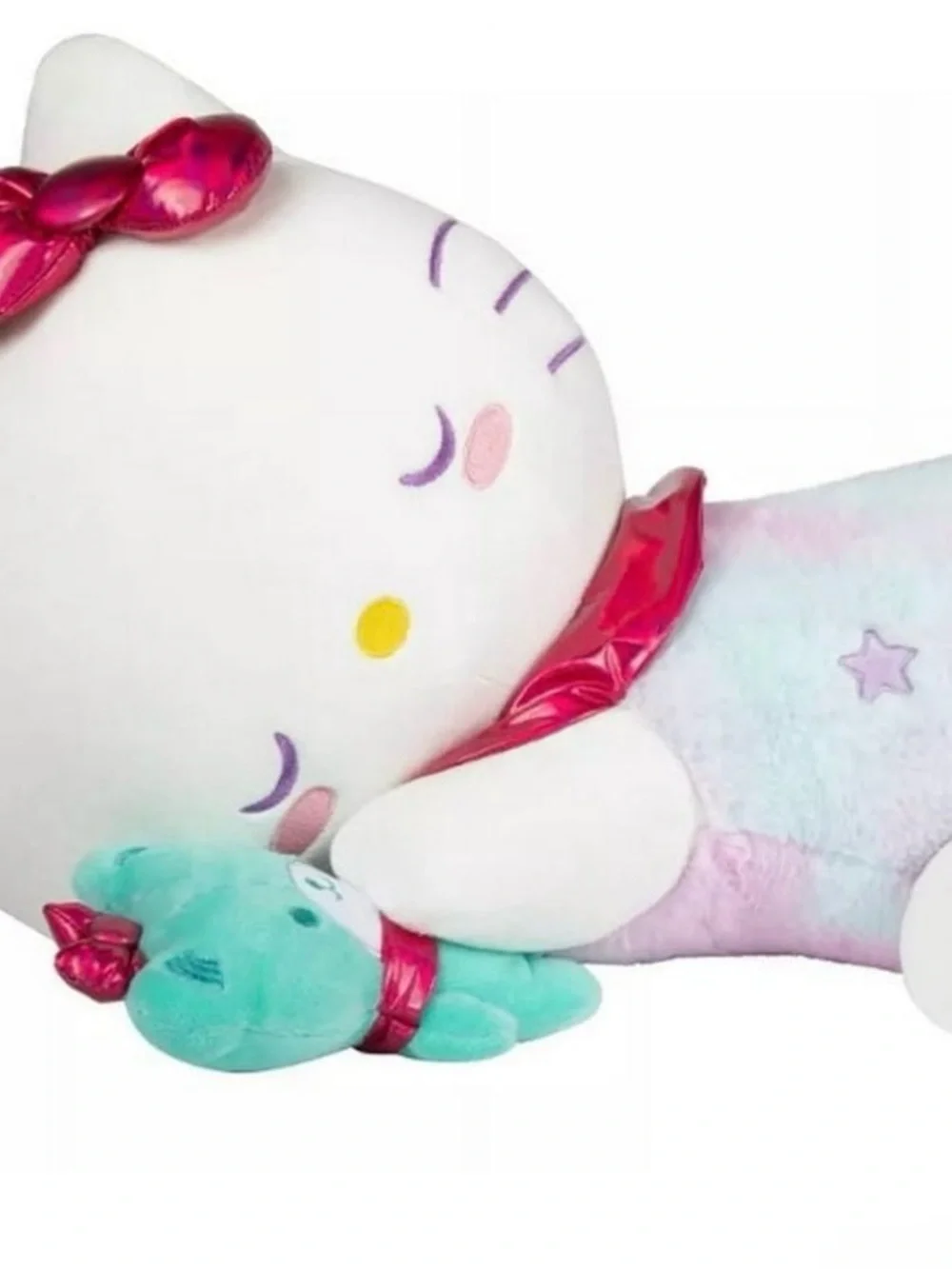 Hello Kitty Plush Soft Toy in White, Pink & Teal - Cuddly Kids Toy